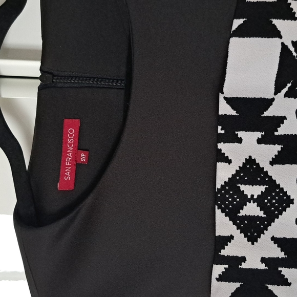 Small san francisco black and white bodycon midi dress aztec pattern - Picture 2 of 7